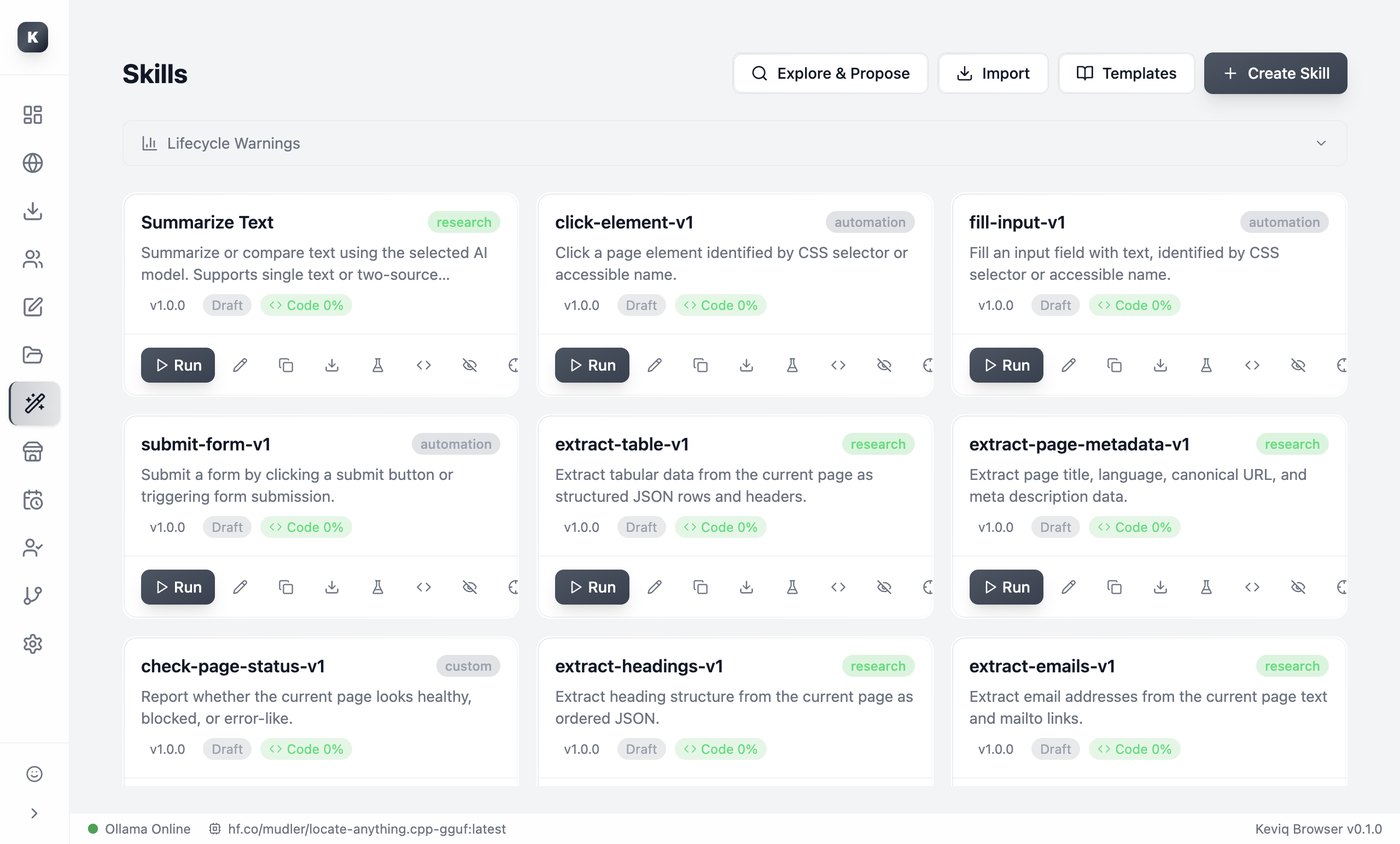Keviq Browser Skills — reusable browser skills you can run and inspect